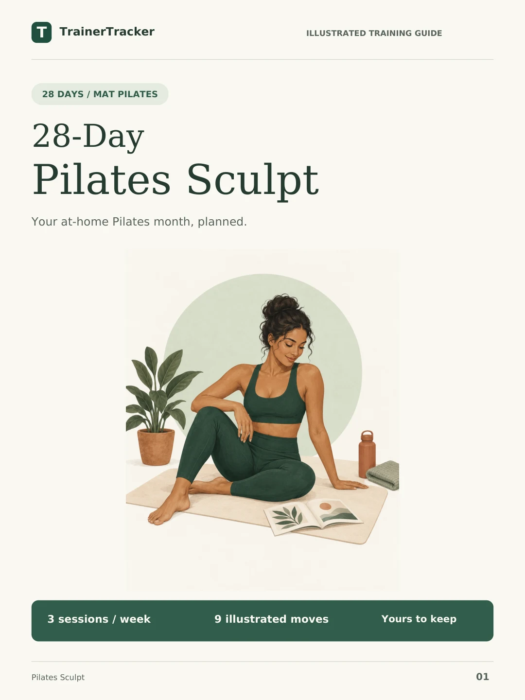 Actual cover of the 28-Day Pilates Sculpt guide